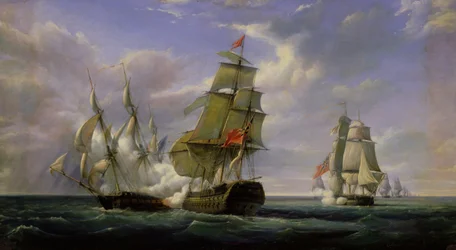 Walka między francuską fregatą „La Canonnière” a angielskim okrętem „The Tremendous”, 21 kwietnia 1806, 1835